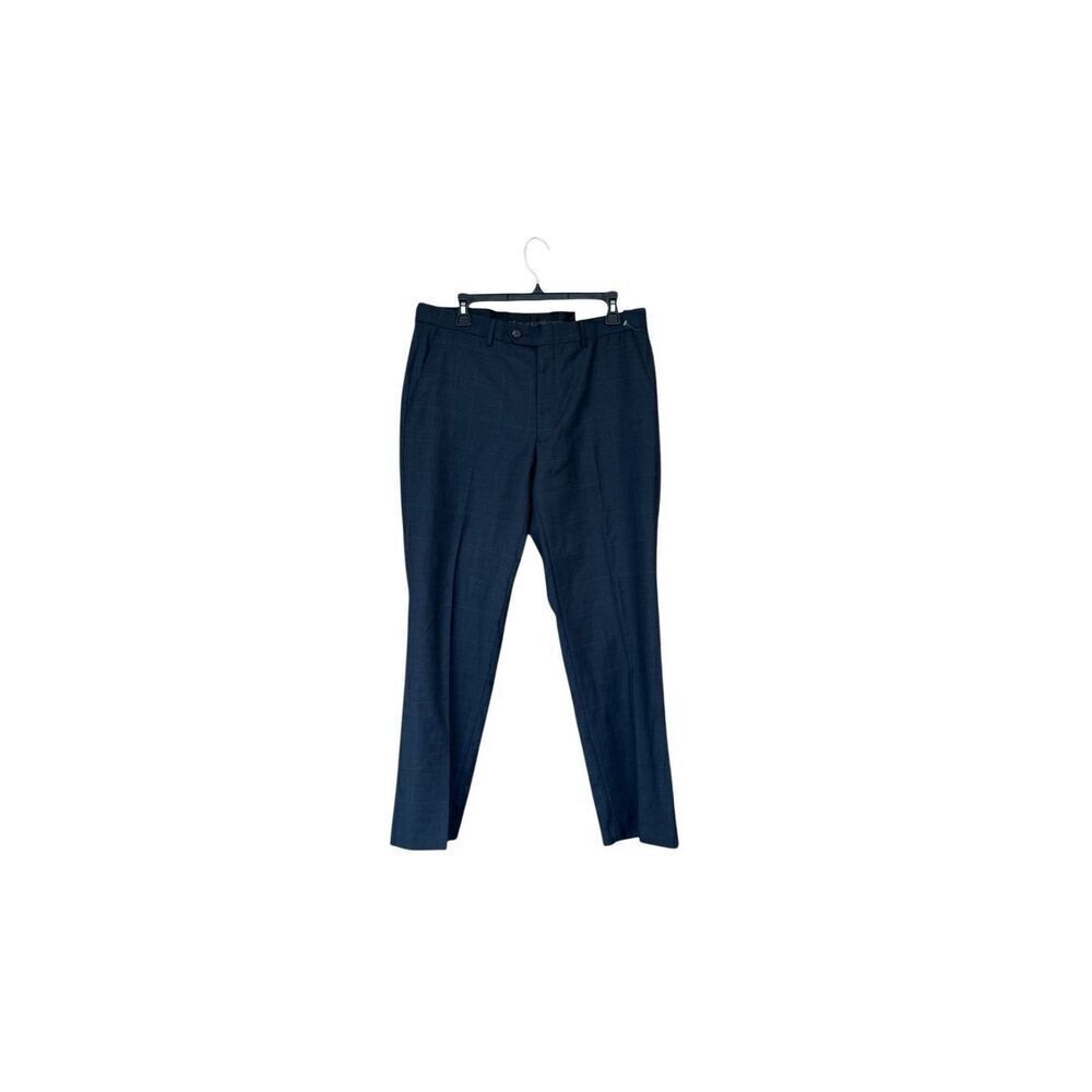 NWT Lauren Ralph Lauren Mens Navy Plaid Flat Front Ultraflex Dress Pants 34x30